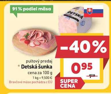 Detská šunka cena za 100 g