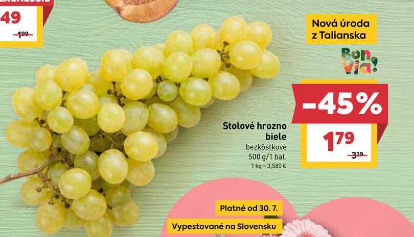 Stolové hrozno biele bezkôstkové 500 g/1 bal. 