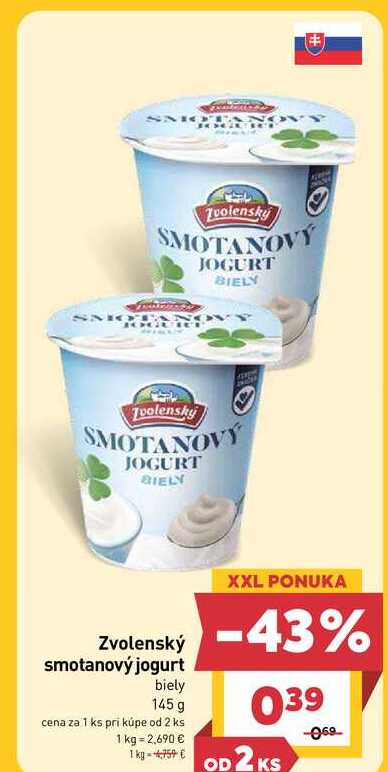 Zvolenský smotanový jogurt biely 145 g