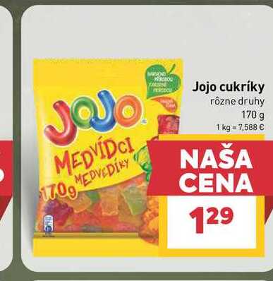 Jojo cukríky rôzne druhy 170 g
