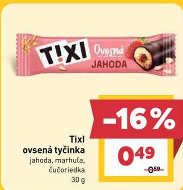 Tixl ovsená tyčinka jahoda, marhuľa, čučoriedka 30 g
