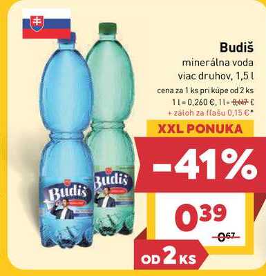 Budiš minerálna voda viac druhov, 1,5l