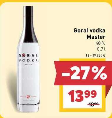 Goral vodka Master 40% 0,7l