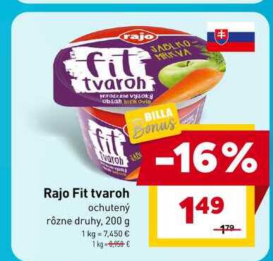 Rajo Fit tvaroh ochutený rôzne druhy, 200 g