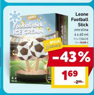 Leone Football Stick zmrzlina 4 x 60 ml