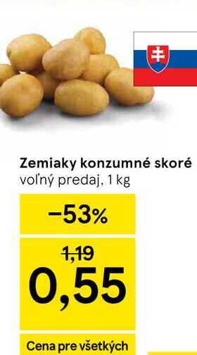 Zemiaky konzumné skoré voľný predaj, 1 kg