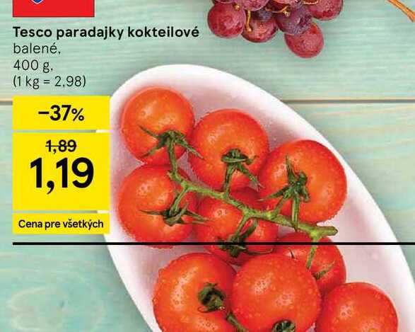 Tesco paradajky kokteilové balené 400 g