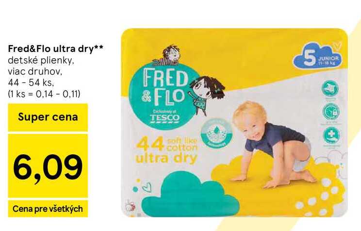 Fred&Flo ultra dry detské plienky viac druhov, 44-54 ks