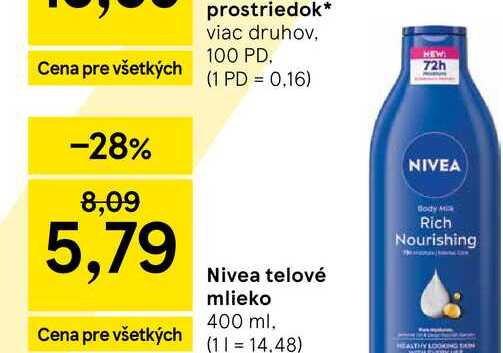 Nivea telové mlieko 400 ml