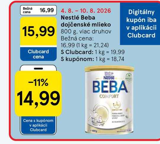 Nestlé Beba dojčenské mlieko 800 g