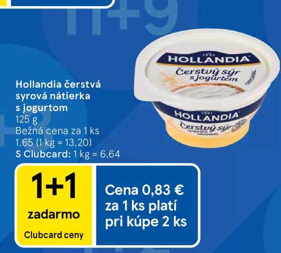 Hollandia čerstvá syrová nátierka s jogurtom 125 g v akcii