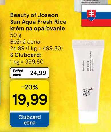 Beauty of Joseon Sun Aqua Fresh Rice krém na opaľovanie 50 g