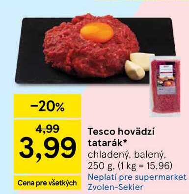 Tesco hovädzí tatarák chladený, balený, 250 g