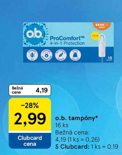 o.b. tampóny 16 ks