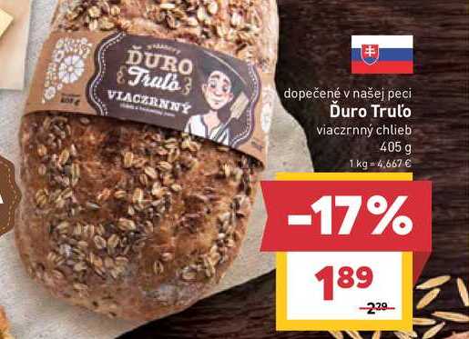 Ďuro Trulo viaczrnný chlieb 405 g  v akcii