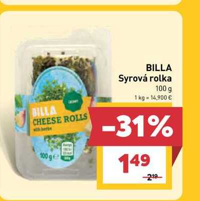 BILLA Syrová rolka 100 g