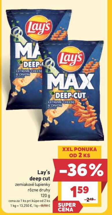 Lay's deep cut zemiakové lupienky rôzne druhy 120 g 