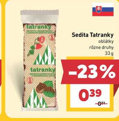 Sedita Tatranky oblátky rôzne druhy 33 g 