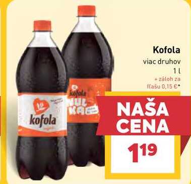 Kofola 1 l, vybrané druhy 1 v akcii