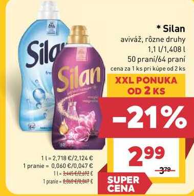 Silan 1,1 l/1,408 L 50 praní/64 praní