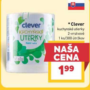 Clever kuchynské utierky 2-vrstvové 1 ks/300 útržkov
