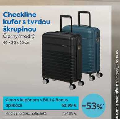 Checkline kufor s tvrdou škrupinou Čierny/modrý 40 x 20 x 55 cm
