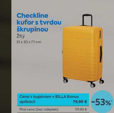 Checkline kufor s tvrdou škrupinou Žltý 51 x 30 x 77 cm