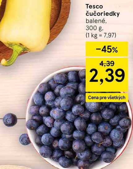 Tesco čučoriedky balené 300 g