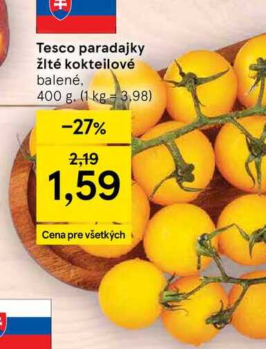 Tesco paradajky žlté kokteilové balené, 400 g