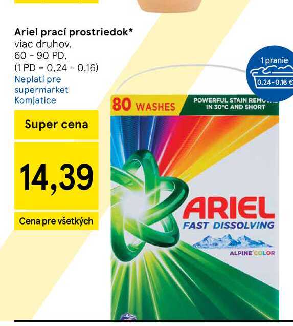 Ariel prací prostriedok viac druhov 60-90 PD