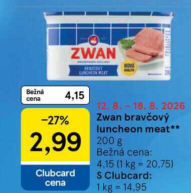 Zwan bravčový luncheon meat 200g