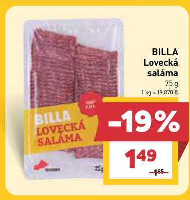 BILLA Lovecká saláma 75g