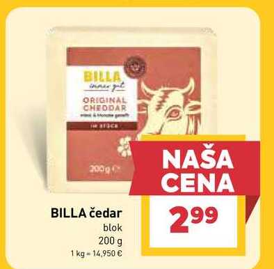 BILLA čedar blok 200 g