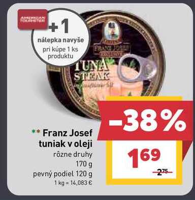 Franz Josef tuniak v oleji rôzne druhy 170 g