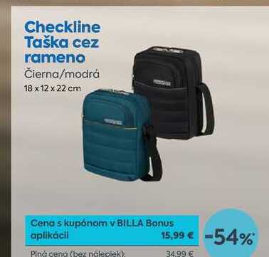 Checkline Taška cez rameno Čierna/modrá 18 x 12 x 22 cm