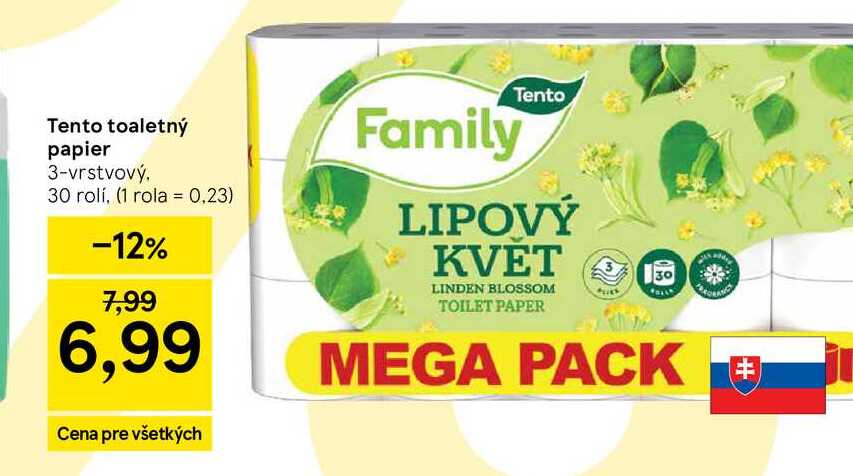 Tento toaletný papier 3-vrstvový 30 rolí