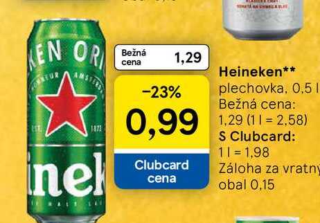 Heineken plechovka, 0,5 l
