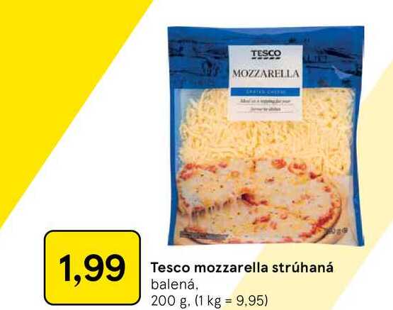 Tesco mozzarella strúhaná balená, 200 g
