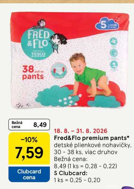 Fred&Flo premium pants detské plienkové nohavičky, 30-38 ks