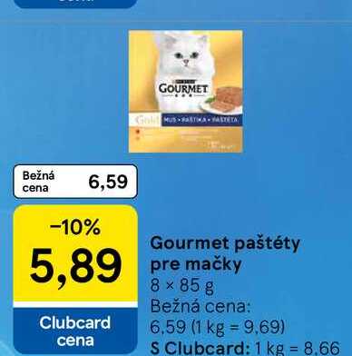Gourmet paštéty pre mačky 8 x 85 g