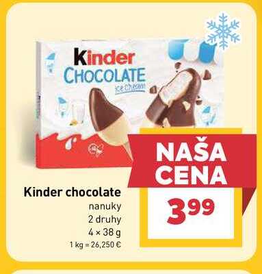 Kinder chocolate nanuky 2 druhy 4 x 38 g