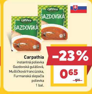 Carpathia instantná polievka Gazdovská gulášová, Mušličková francúzska, Furmanská slepačia polievka 1 bal. 