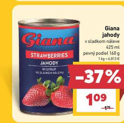 Giana jahody v sladkom náleve 425 ml