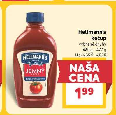 Hellmann's kečup vybrané druhy 460g-477 g