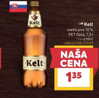 Kelt svetlé pivo 10% PET fľaša, 1,5l