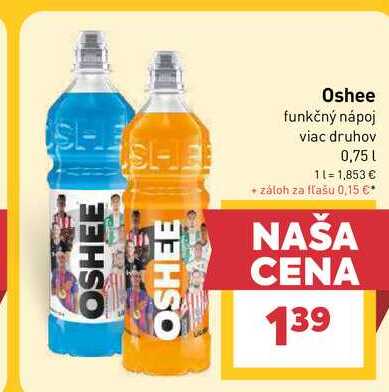 Oshee funkčný nápoj viac druhov 0,75l