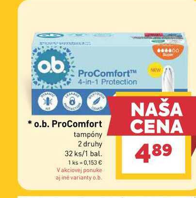 o.b. ProComfort tampóny 2 druhy 32 ks/1 bal.