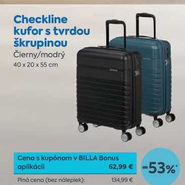 Checkline kufor s tvrdou škrupinou Čierny/modrý 40 x 20 x 55 cm