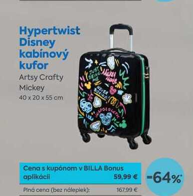 Hypertwist Disney kabínový kufor Mickey Artsy Crafty 40 x 20 x 55 cm