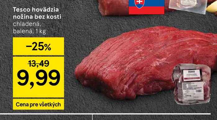 Tesco hovädzia nožina bez kosti chladená balená, 1 kg 